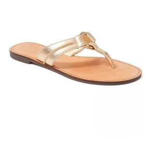 Lilly Pulitzer Mckim Thong Sandals Resortwear Gold Leather Like New Size 8.5